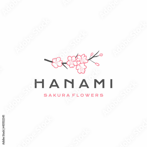 Sakura logo vector illustration, Japanese flower cherry blossom logo design
