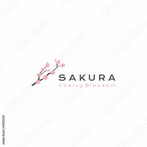 Sakura logo vector illustration, Japanese flower cherry blossom logo design