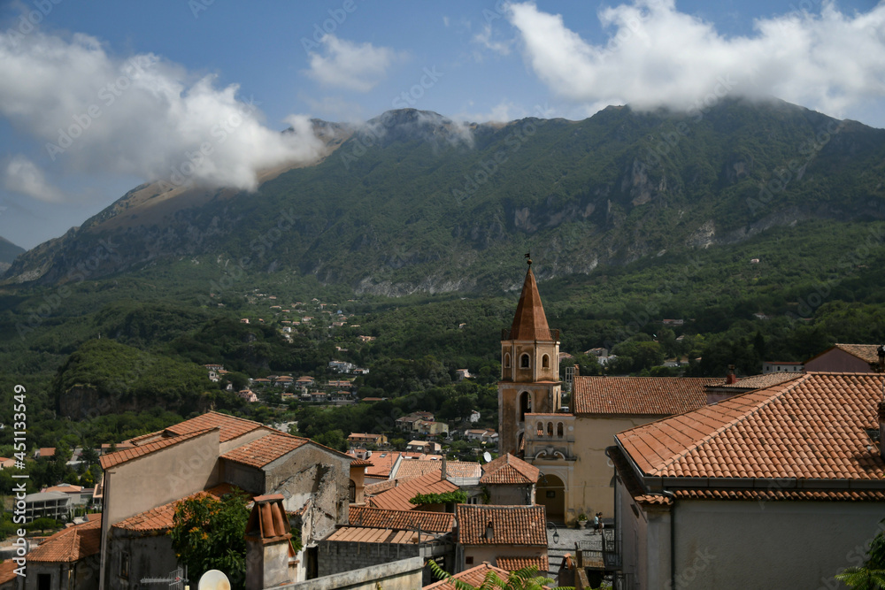 Panoramic view of Maratea, a old town in the Basilicata region, Italy.