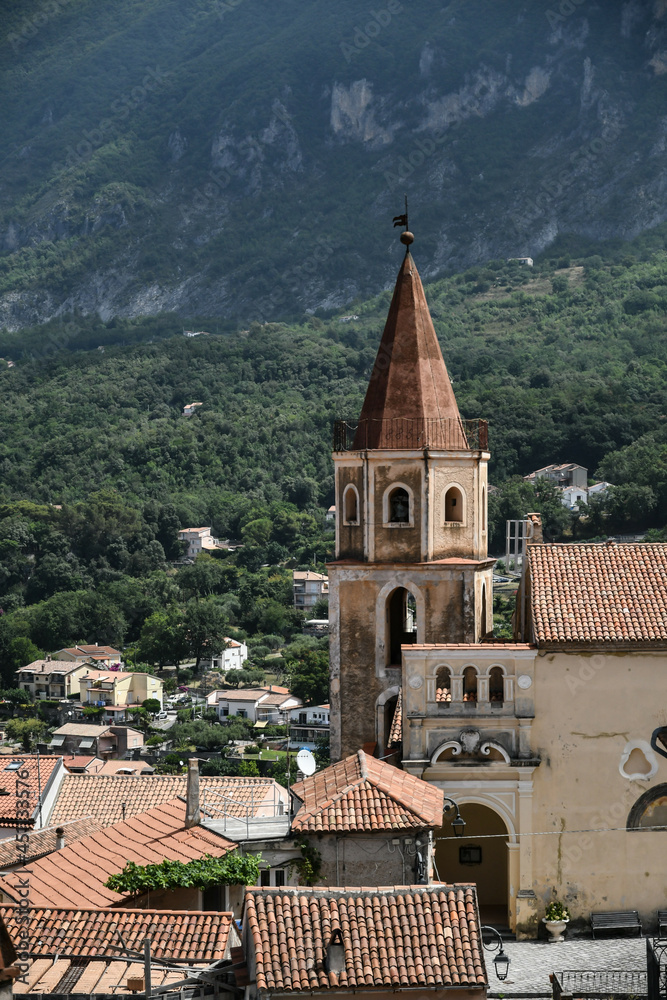 Fototapeta premium Panoramic view of Maratea, a medieval town in the Basilicata region, Italy. 