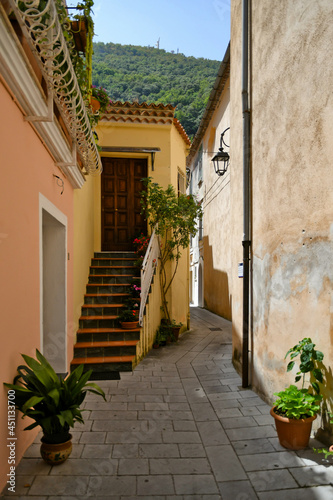 A street in the historic center of Maratea  a medieval town in the Basilicata region  Italy.