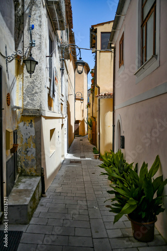 A street in the historic center of Maratea  a medieval town in the Basilicata region  Italy.