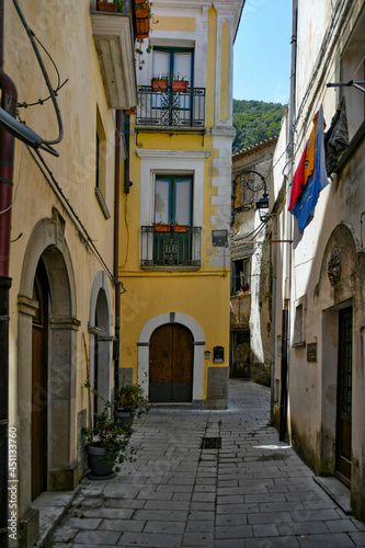 A street in the historic center of Maratea  a medieval town in the Basilicata region  Italy.