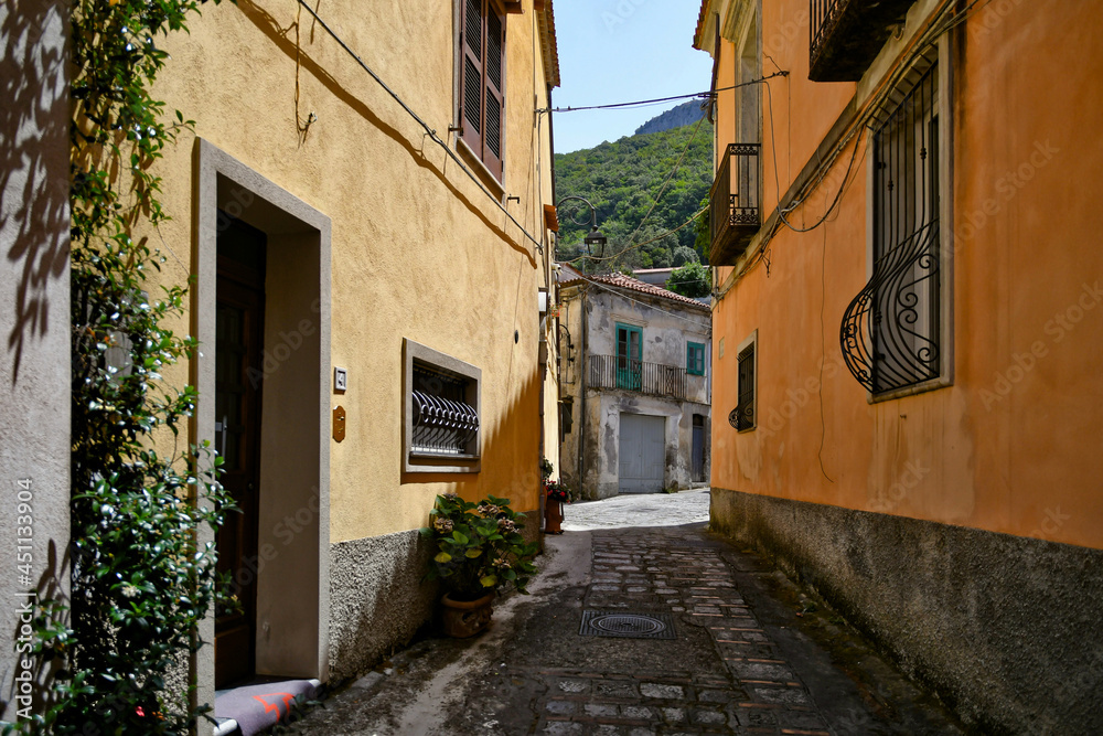 Fototapeta premium A street in the historic center of Maratea, a medieval town in the Basilicata region, Italy.