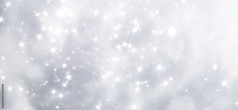 blue snowfall bokeh background, abstract snowflake background on blurred abstract blue