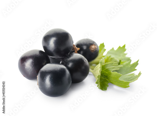 Heap of ripe black currant on white background