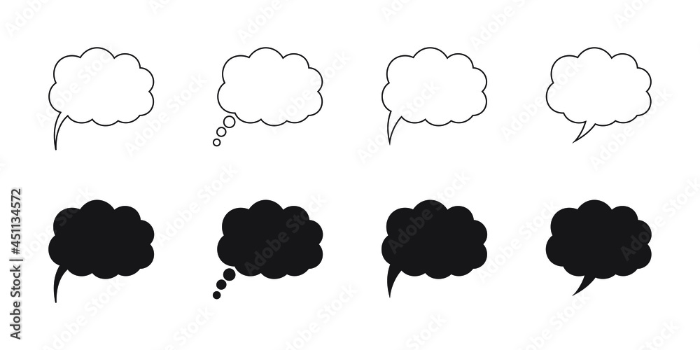 Speech or think bubble, empty communication cloud. Vector design element. Speech or think bubble, empty communication cloud. Vector design element.
