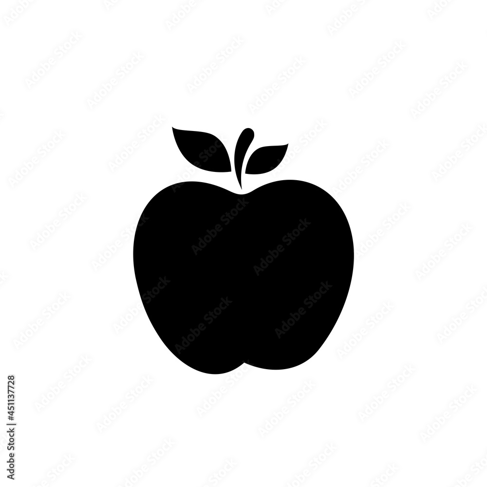 Apple silhouette icon isolated on white background Apple silhouette icon isolated on white background