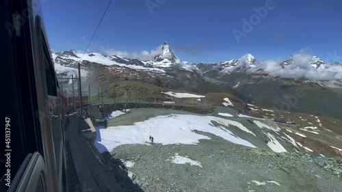 View from the window of the Matterhorn Gornergrat Bahn. In the background you can see the Matterhorn photo