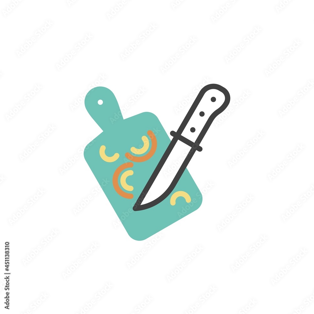 Cutting board and chopped vegetables flat icon Cutting board and chopped vegetables flat icon