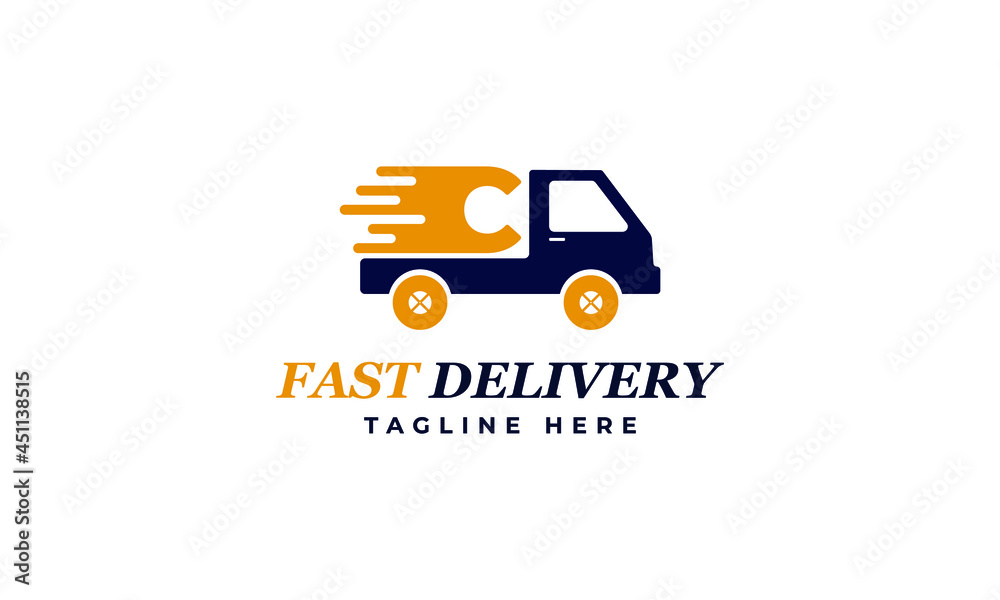 Letter C Fast Delivery Service Logo Vector Design Template. Alphabet C Courier Logo Icon Design. Delivery Express Logo Design Letter C Fast Delivery Service Logo Vector Design Template. Alphabet C Courier Logo Icon Design. Delivery Express Logo Design