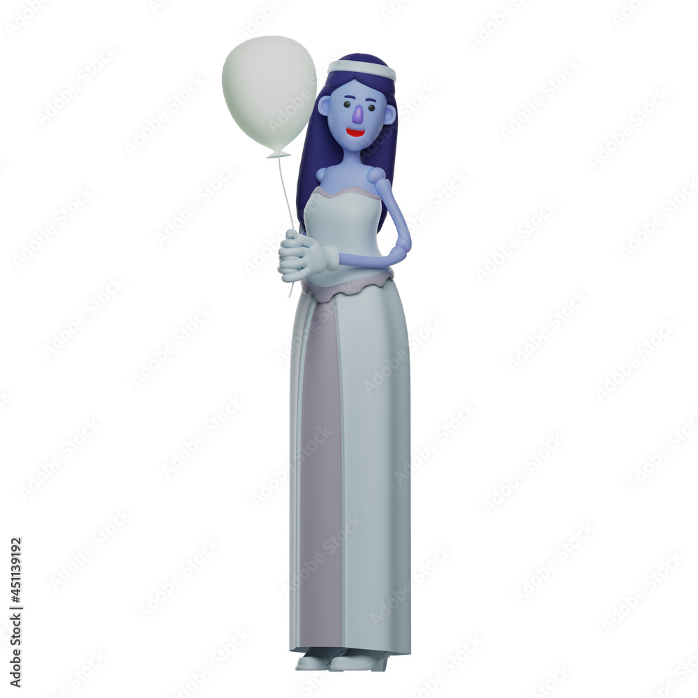 Skull Princess Cartoon Picture having a balloon