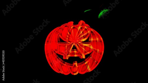 beautiful autumn animation with a pumpkin for Halloween, on a dark background