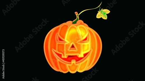 beautiful autumn animation with a pumpkin for Halloween, on a dark background