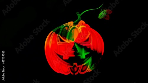 beautiful autumn animation with a pumpkin for Halloween, on a dark background