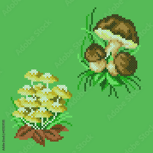 vector art embroidery mushrooms