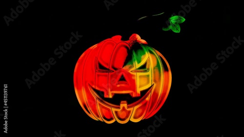 beautiful autumn animation with a pumpkin for Halloween, on a dark background