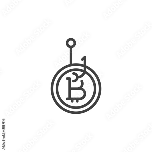 Cryptocurrency fraud line icon