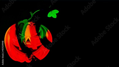 beautiful autumn animation with a pumpkin for Halloween, on a dark background