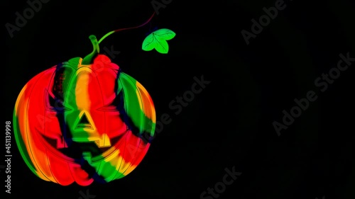 beautiful autumn animation with a pumpkin for Halloween, on a dark background