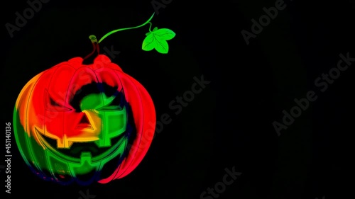 beautiful autumn animation with a pumpkin for Halloween, on a dark background