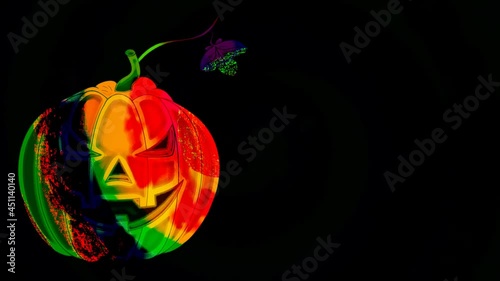 beautiful autumn animation with a pumpkin for Halloween, on a dark background