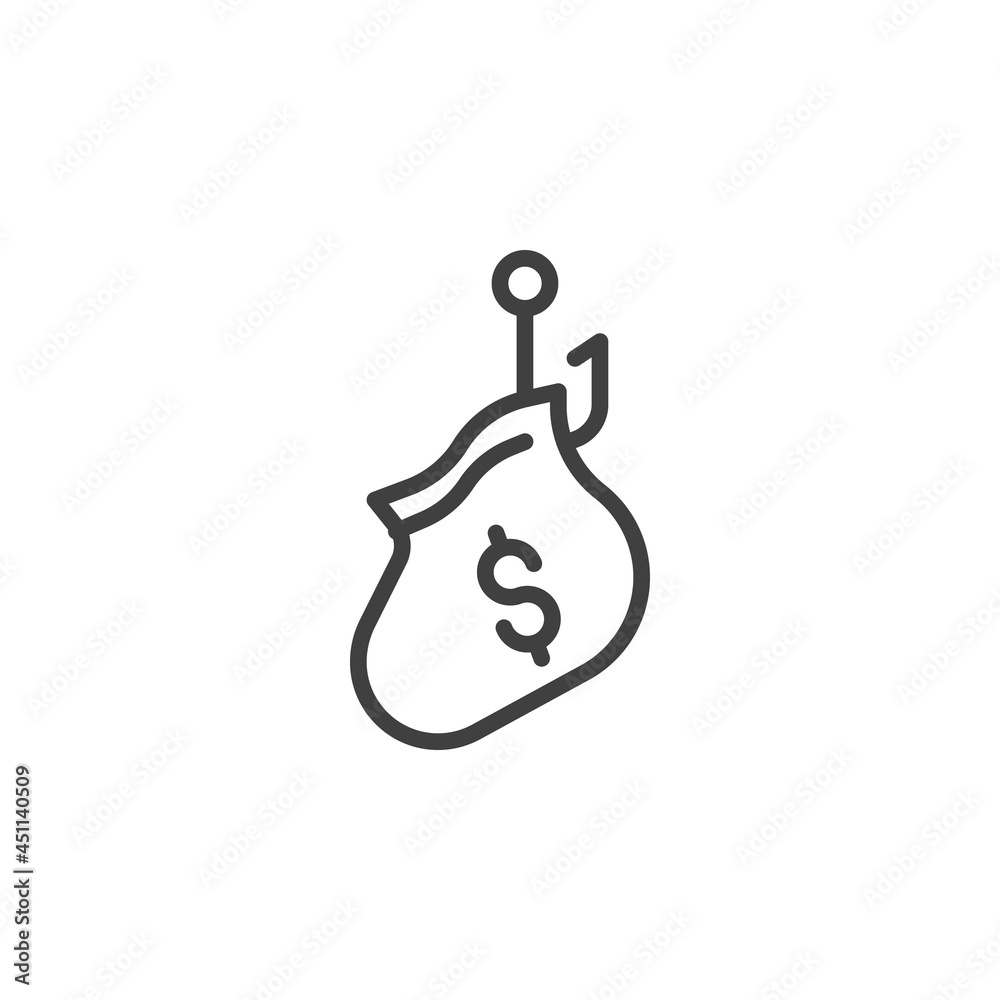 Money phishing line icon Money phishing line icon