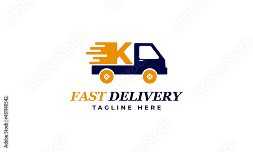 Letter K Fast Delivery Service Logo Vector Design Template. Alphabet K Courier Logo Icon Design. Delivery Express Logo Design