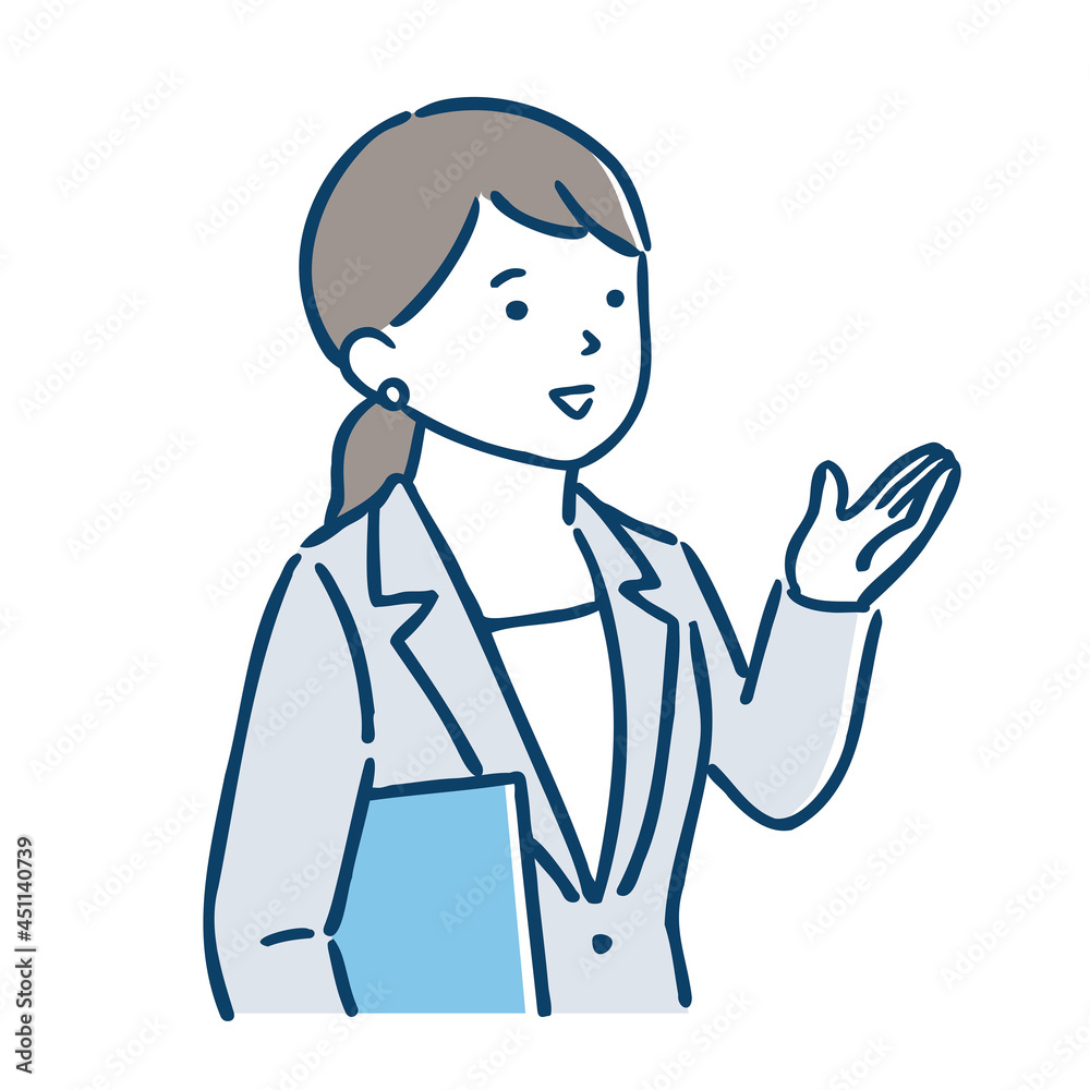 案内・説明をする女性 案内・説明をする女性