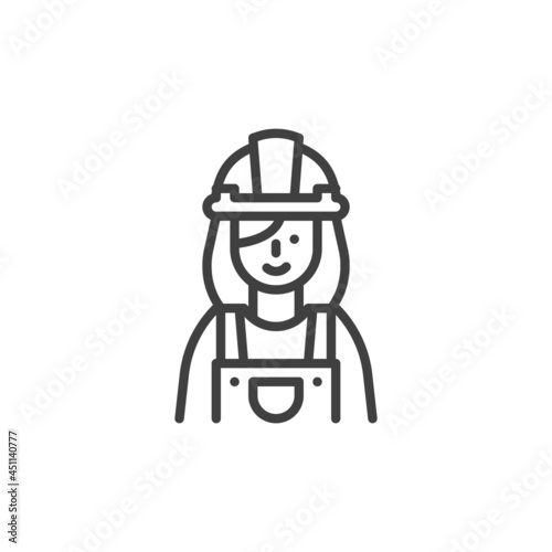 Woman construction worker line icon