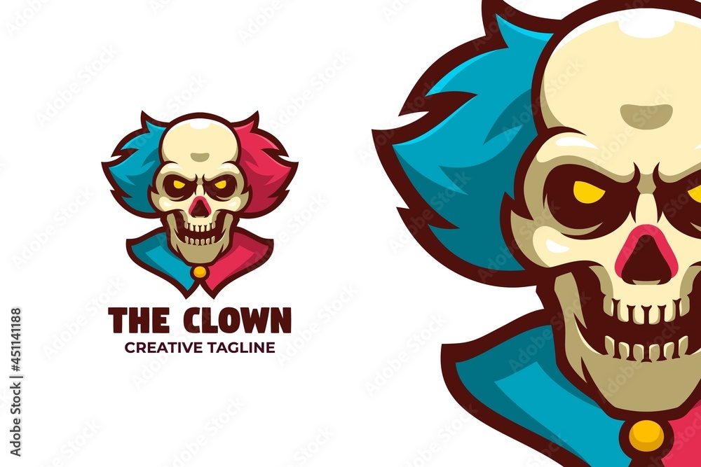 Fototapeta premium Scary Skull Clown Mascot Logo Character