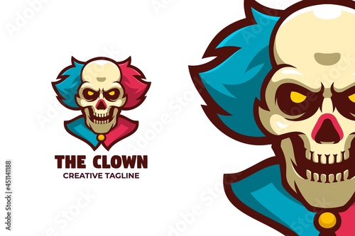 Scary Skull Clown Mascot Logo Character