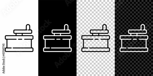 Set line Manual grinder icon isolated on black and white background. Vector Illustration