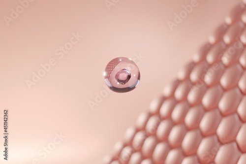 Fototapeta Clear Drop of serum falling to skin cell