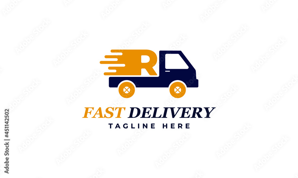 Letter R Fast Delivery Service Logo Vector Design Template. Alphabet R Courier Logo Icon Design. Delivery Express Logo Design