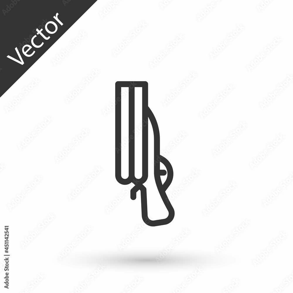 Grey line Shotgun icon isolated on white background. Hunting gun. Vector Grey line Shotgun icon isolated on white background. Hunting gun. Vector