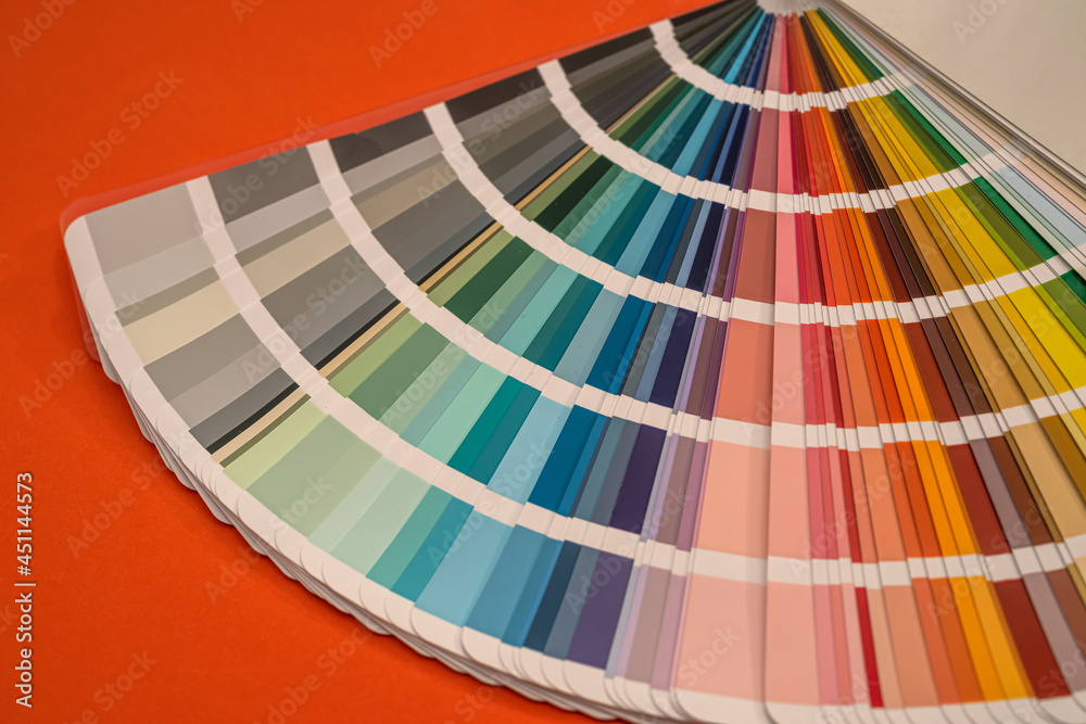 Obraz premium Color palette samples isolated on red background