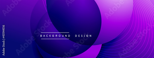 Gradient circles with shadows. Vector techno abstract background. Modern overlapping forms wallpaper background, design template