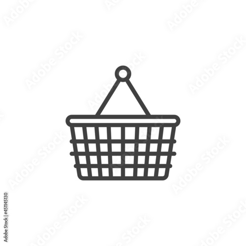 Shopping basket with handles line icon