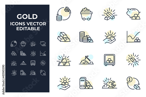set of Gold elements symbol template for graphic and web design collection logo vector illustration
