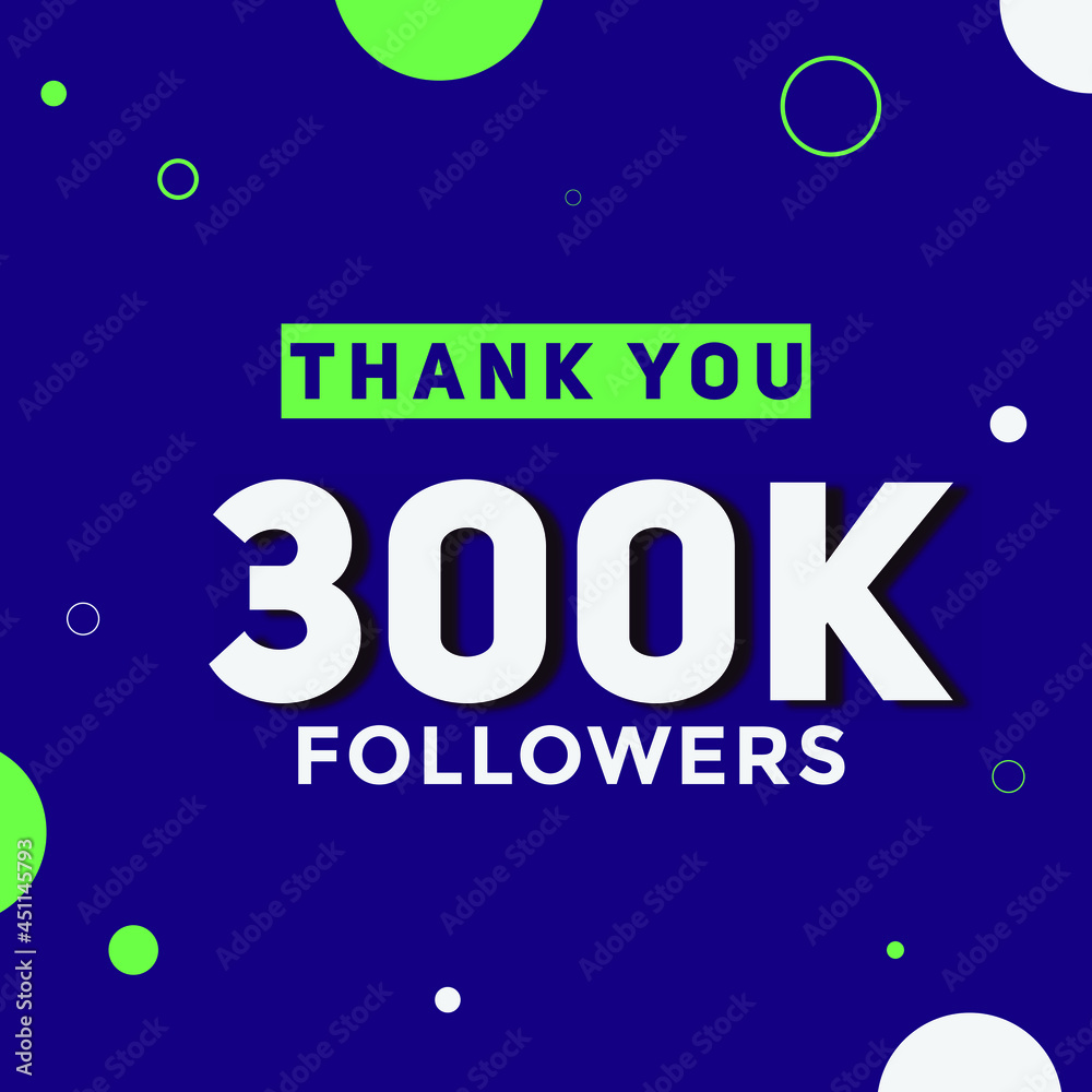 300k followers thank you colorful celebration template. social media 300000 followers achievement