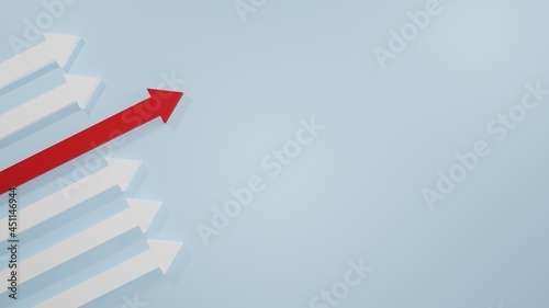 Business arrow target direction up for growth success, Investment Financial Arrow Graphs, 3D rendering