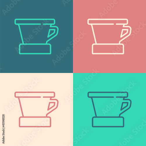 Pop art line V60 coffee maker icon isolated on color background. Vector