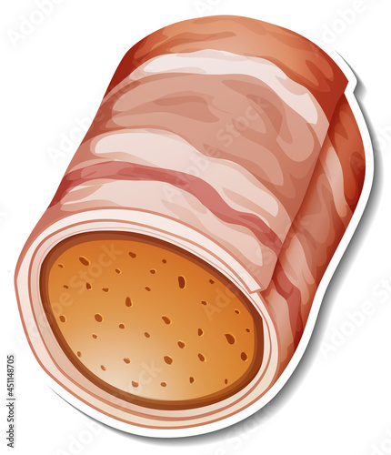 A bacon wrapped sausage sticker on white background