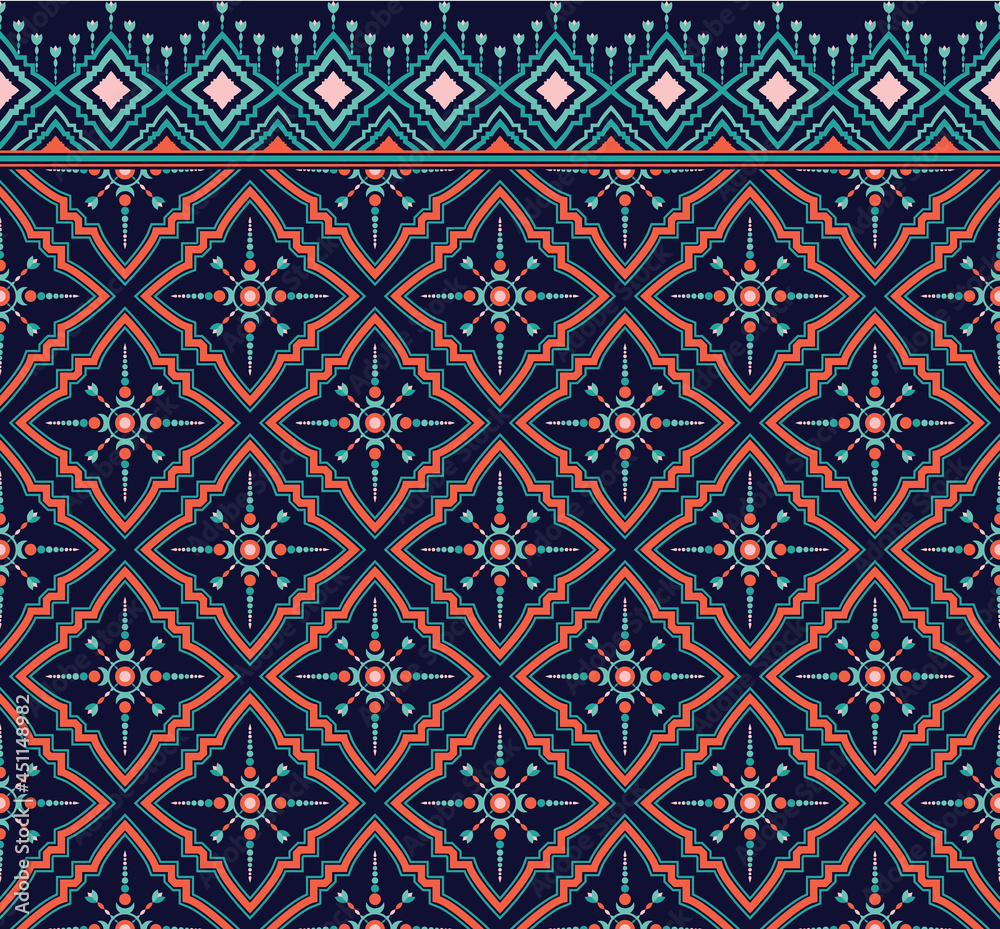 Ethnic fabric texture pattern Abstract Geometric Vector Aztec oriental illustration retro embroidery repeating 
