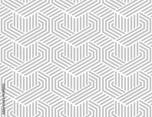 Abstract geometric pattern with stripes, lines. Seamless vector background. White and gray ornament. Simple lattice graphic design.