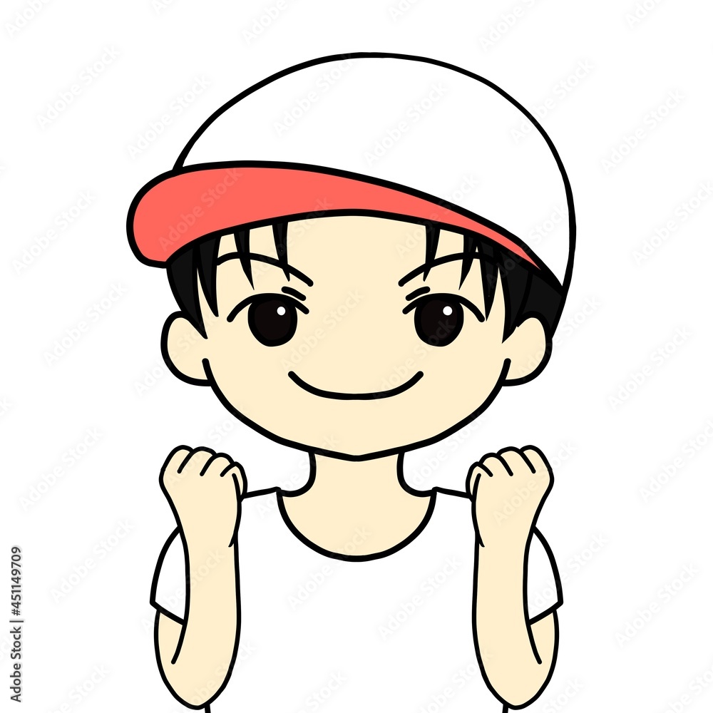 白色の帽子をかぶっている男の子 白色の帽子をかぶっている男の子