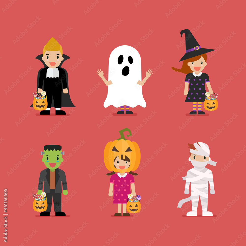 Happy children in scary different costumes Happy children in scary different costumes