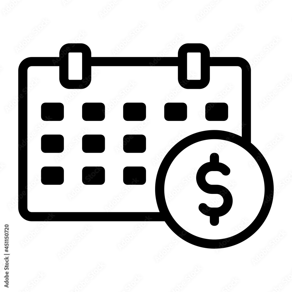 Calendar Icon with Dollar Symbol Depict Monthly Bill or Invoice Calendar Icon with Dollar Symbol Depict Monthly Bill or Invoice