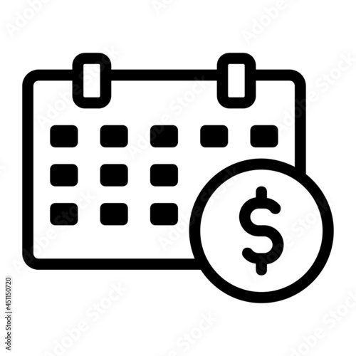 Calendar Icon with Dollar Symbol Depict Monthly Bill or Invoice